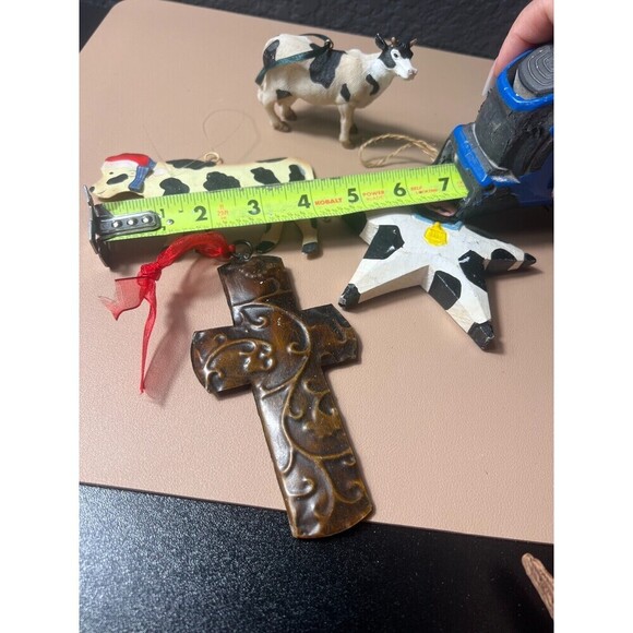 Lot of 4 Vintage Farmhouse Christmas Tree Hanging Ornaments Decorations Holiday - Picture 8 of 10